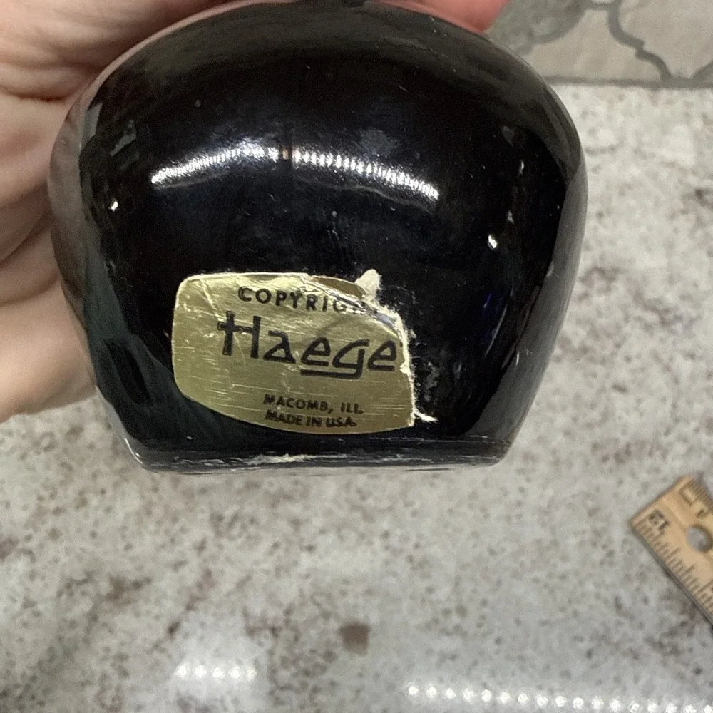 Vintage Haeger Black Floral Bud Vase Glossy Finish Pottery‎ 5.5